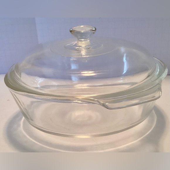 Vintage Anchor Hocking Clear Glass Round 2 Qt Baking Cassserole Dish With Lid - Picture 1 of 6